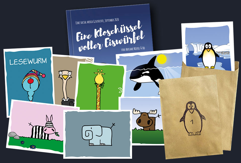 Kalle Pinguin Postkarten-Adventskalender + Kinderbuch Kapitän Schlappohr